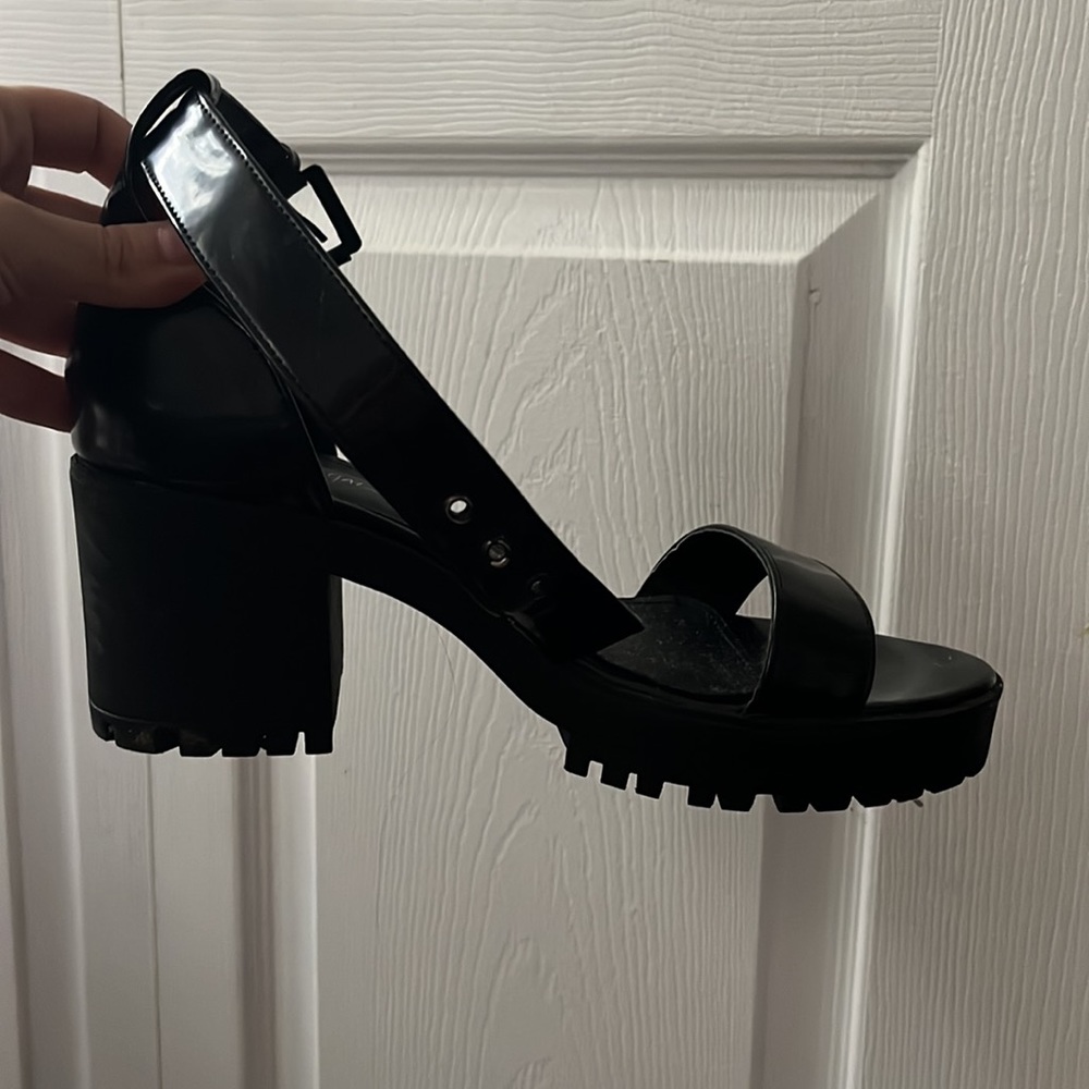 Chunky block heeled thick strapped sandals